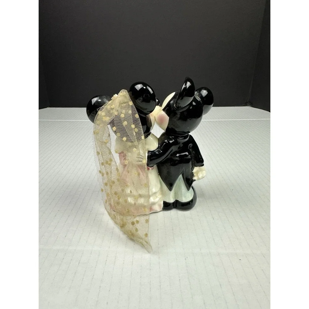 VTG Gift Mickey & Minnie Mouse Disney Bride Groom Wedding Cake Topper Figurine